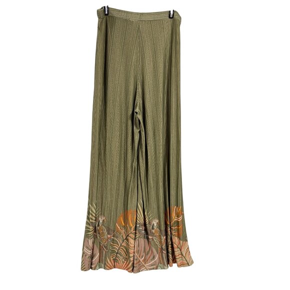 Farm Rio Guadeloupe Wide Leg Tropical Palm Parrot Print Pants Size M - Picture 4 of 9